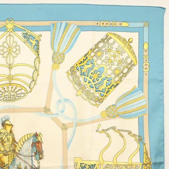 HERMES Carre 90 Scarf ""LES MUSEROLLES"" Silk Blue Auth BA5129 - Picture 15 of 16
